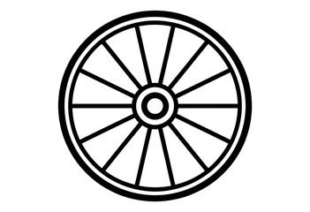 Black outline illustration of a classic spoked wheel