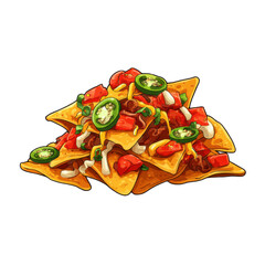 A pile of nachos with jalapenos and cheese