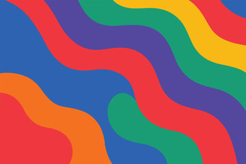 bColorful abstract wavy background featuring bold flowing shapes in blue, red, orange, yellow, green, and purple. A vibrant modern design perfect for creative projects, branding, posters