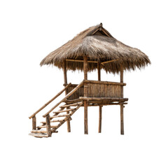 A small hut with a roof made of bamboo