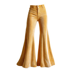 A woman is wearing a pair of yellow pants