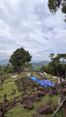 Gunung Padang view from hilltop terrace