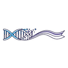 Abstract representation of a DNA double helix with a wave-like ribbon