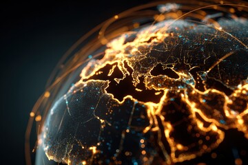 Modern Technology Graphic of Glowing World Map for Global Communication