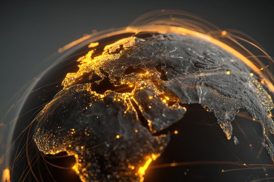 Sleek High-Tech Design of Abstract Global Trade Network Visualization - Powered by Adobe