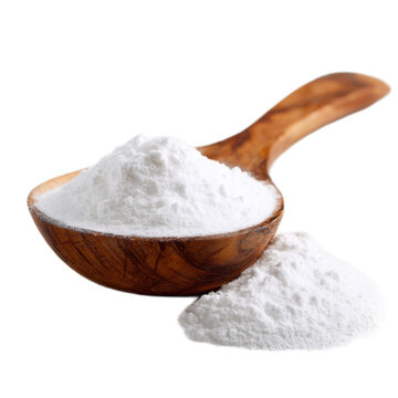 A spoonful of white powder is sitting on a white surface