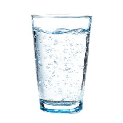 A glass of water with bubbles in it