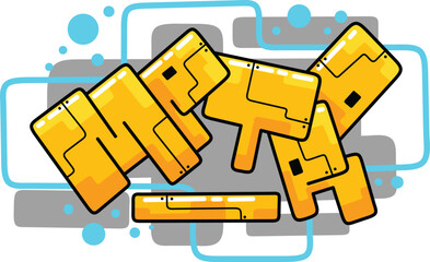 metro word graffiti text font sticker illustration	
