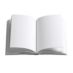 A book is open to a blank page