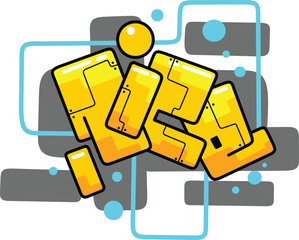 nice word graffiti text font sticker illustration	

