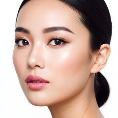 Beautiful asian woman with flawless skin and makeup