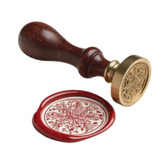 A stamp with a red seal on a white background