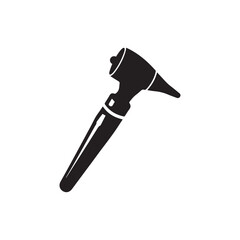 Black Color Otoscope Silhouette Vector Illustration, Solid White Background.