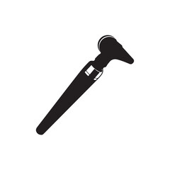 Black Color Otoscope Silhouette Vector Illustration, Solid White Background.