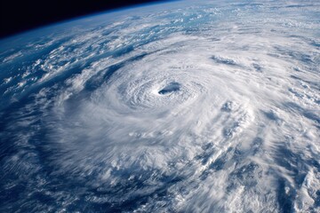 Spiral Cloud Formations of Powerful Hurricane over Sea