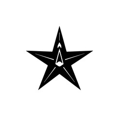 Bold star icon with unique cutout design for logos or graphic elements use