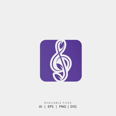Purple treble clef leaf logo vector, Nature inspired music school brand identity