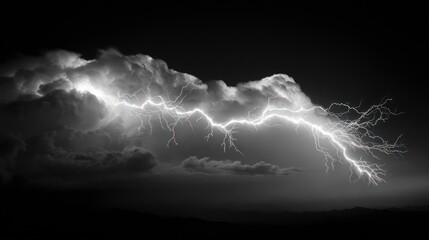 Striking Lightning Bolt Branches Against Black Sky