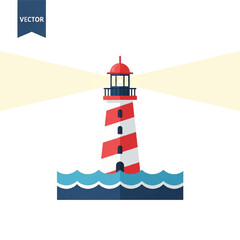 Nautical Beacon Guiding Ships Through Sea Waves at Night