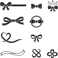 A festive collection of vector bow ties and ribbons in red for holiday gift and celebration design