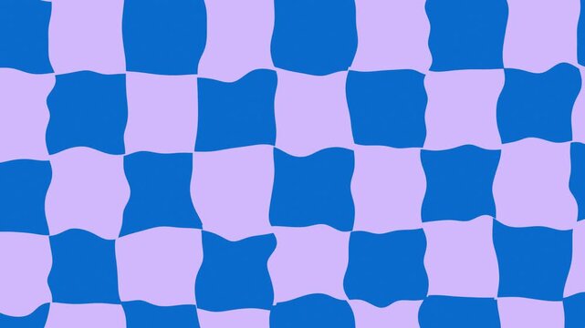 Abstract fluid blue and lavender checkerboard seamless pattern