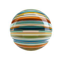 A colorful egg shaped object with stripes