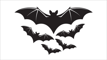 Fototapeta premium Silhouette of a large bat with smaller bats flying around it