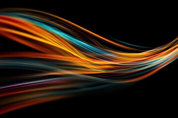 Dynamic Abstract Flowing Lines in Vivid Colors on Dark Background