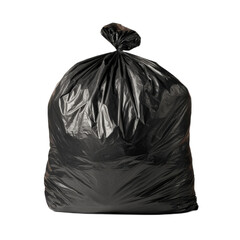 A black trash bag with a plastic bag tied to it