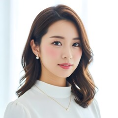 Young asian woman with gentle smile and soft lighting