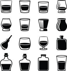 Whiskey Glasses and Spirits Tasting Icons