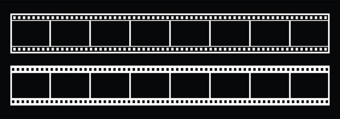 Film strip vector  set. Retro cinema movie filmstrip design. Camera roll film negative reel. Cinema tape, retro tape frame or border. eps 10