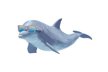 Obraz premium Cool dolphin wearing stylish sunglasses ready for summer vacation fun adventure