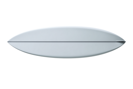 Clean minimalist white surfboard side profile for summer sports, ocean themes