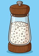 Vector illustration of a mill salt shaker filled with salt.