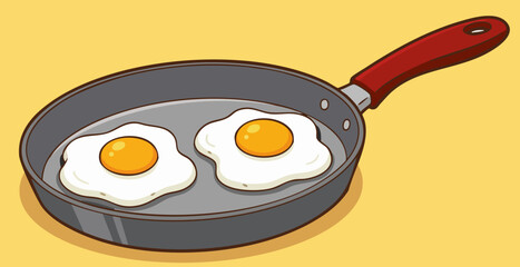 Vector illustration of eggs cooked in a pan.