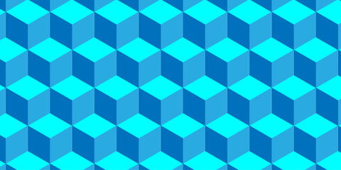 Abstract square gradient blue cubic square shape backdrop texture. cube geometric wall and floor vector diamond hexagon triangle wallpaper background.	
