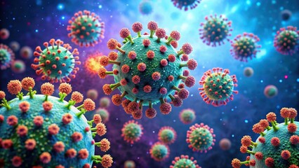 Viral particles attached to the surface of infected cells