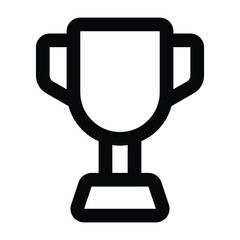 Minimalist black line trophy with clean shapes, ideal for education, achievement, competition, and success themes on light backgrounds.