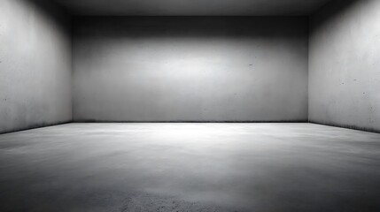 Modern concrete floor with soft top-down ambient lighting and smooth grey gradient, expansive left blank area ideal for business presentations, dashboards, marketing, and UI templates