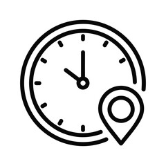 Time and location icon representing scheduling, meeting points, or delivery
