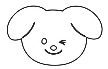 Puppy wink outline for dog cartoon, character, kid colouring book, sketch, comic, emoji, mood, emotion, emotion, feeling, zoo, pet shop, vet, animal, sticker, icon, dog face shape, patch, brooch