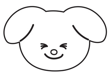 Puppy smiling outline for dog cartoon, character, kid colouring book, sketch, comic, emoji, mood, emotion, emotion, feeling, zoo, pet shop, vet, animal, sticker, icon, dog face shape, patch, brooch