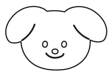 Smile puppy outline for dog cartoon, character, kid colouring book, sketch, comic, emoji, mood, emotion, emotion, feeling, zoo, pet shop, vet, animal, sticker, icon, dog face shape, patch, brooch