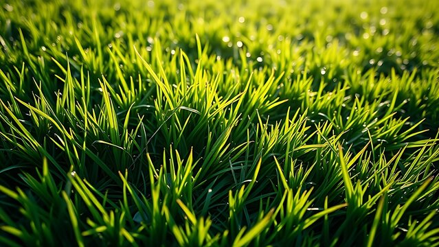 stolon. Lush green lawn with stolon network connecting grass clusters, morning dew. gardening catalogs, home-decor guides, designed for gardening and botanical catalogs, enhances decor appeal.