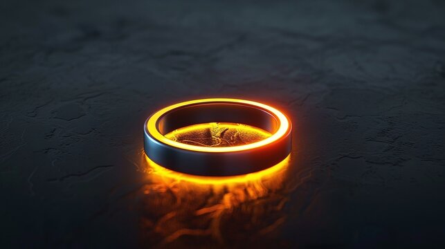 Glowing ring on dark surface 3d rendered - Powered by Adobe