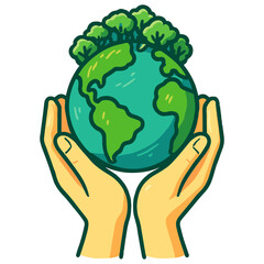 Hands Holding Earth Vector
