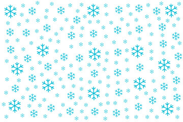 Blue Snowflake Seamless Pattern with Mixed Sizes on Transparent Background