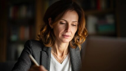 Senior Woman Attending Online Business Training at Home - Powered by Adobe