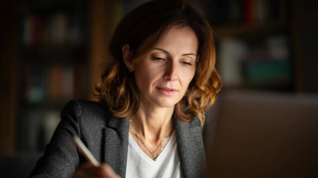 Senior Woman Attending Online Business Training at Home